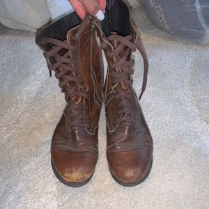 Brown leather Steve Madden combat boots